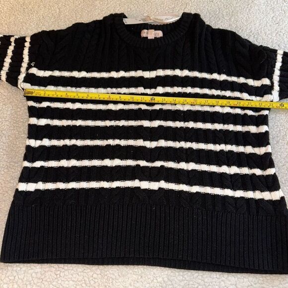 Philosophy Women’s Black White Stripe Cable Knit Sweater Size Medium NWT - Picture 8 of 10
